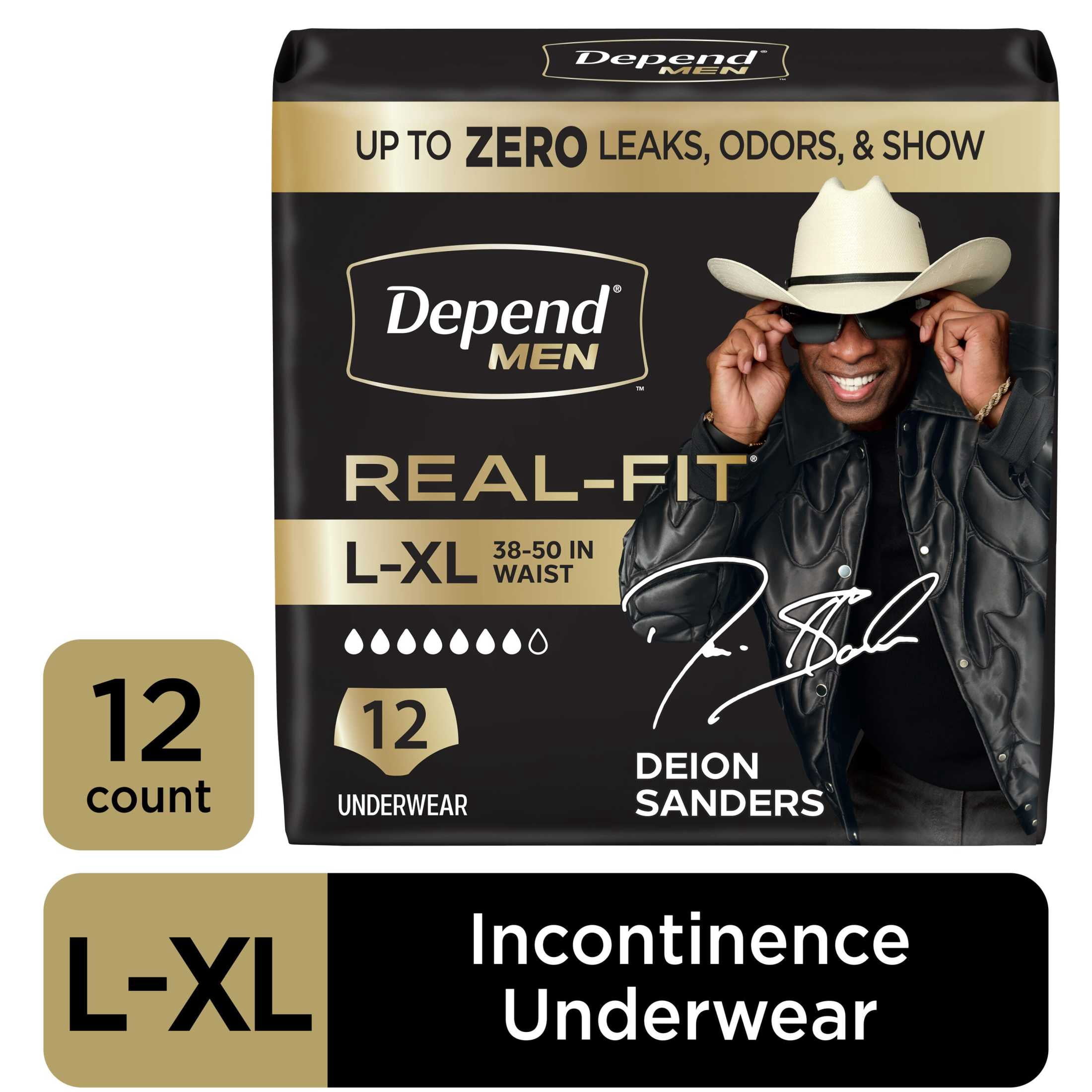 Depend Real Fit Incontinence Underwear for Men, Adult Diapers, L/XL, Grey, 12 Count