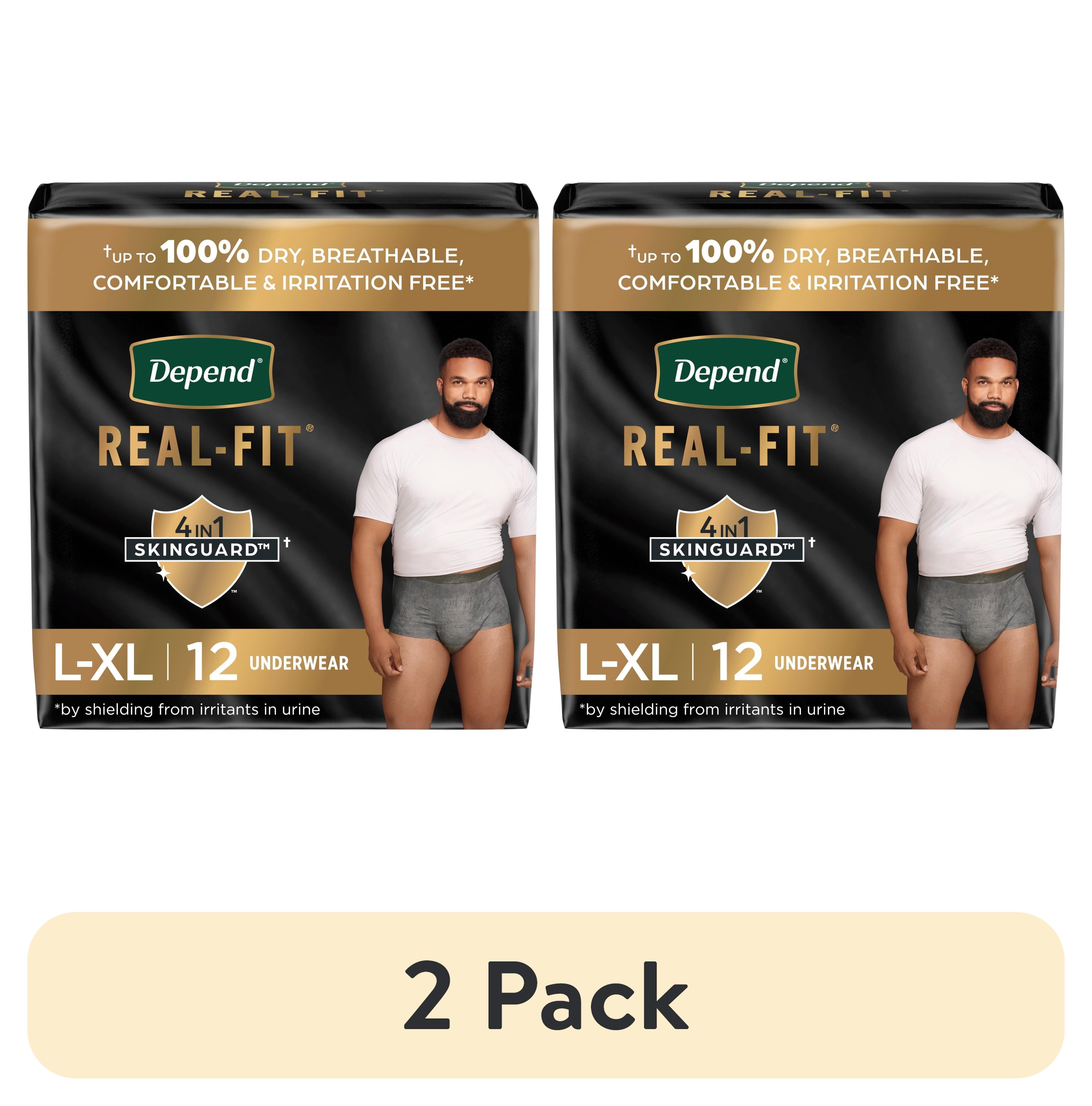 (2 pack) Depend Real Fit Incontinence Underwear for Men, Adult Diapers