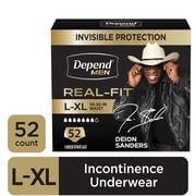 Depend Real Fit Incontinence Underwear for Men, Adult Diapers, L/XL, Grey, 52 Count