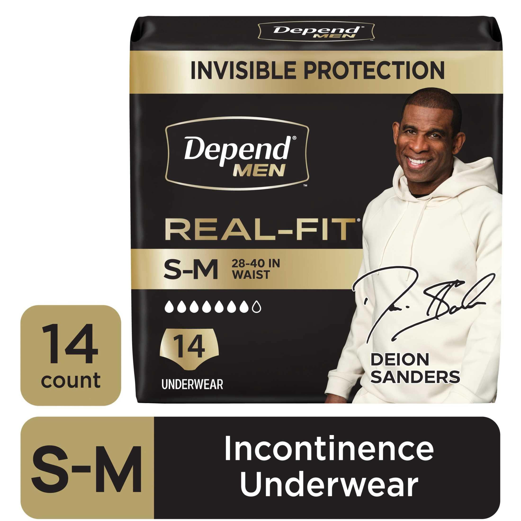 Depend Real Fit Incontinence Underwear for Men, Adult Diapers, S/M, Grey, 14 Count