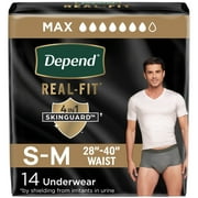 Depend Real Fit Incontinence Underwear for Men, Adult Diapers, S/M, Grey, 14 Count