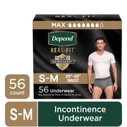 Depend Real Fit Incontinence Underwear for Men, Adult Diapers, S/M, Grey, 56 Count
