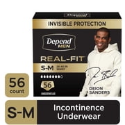 Depend Real Fit Incontinence Underwear for Men, Adult Diapers, S/M, Grey, 56 Count