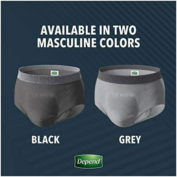 Depend Real Fit Incontinence Underwear for Men, Maximum Absorbency, Disposable, Small/Medium, Grey, 56 Count (Packaging May Vary)