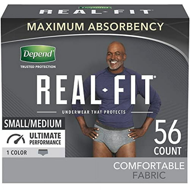 Depend Real Fit Incontinence Underwear for Men with Maximum  Absorbency, Gray, Small/Medium, 14 ct : Health & Household