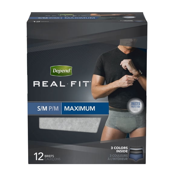 Depend Real Fit Incontinence Underwear for Men, Maximum Absorbency, 12 Count