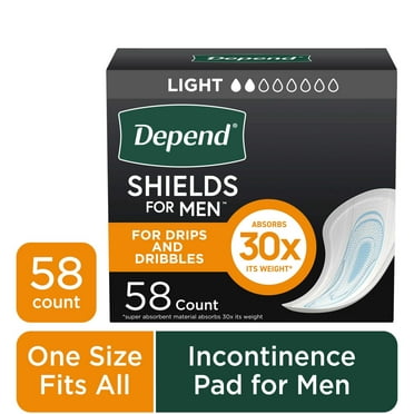 Depend Shields Incontinence Pads for Men, Light Absorbency, 58 Count