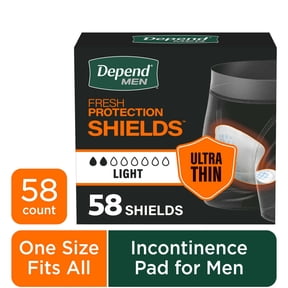 Depend Shields Incontinence Pads for Men, Light Absorbency, 58 Count