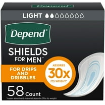 Depend Shields Incontinence Pads for Men, Light Absorbency, 58 Count