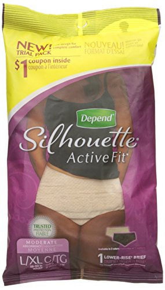 Depend Silhouette Active Fit Moderate Absorbency LowerRise Brief L/XL