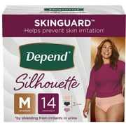 Depend Silhouette Adult Incontinence Underwear for Women, M, Black, Pink & Berry, 14Ct