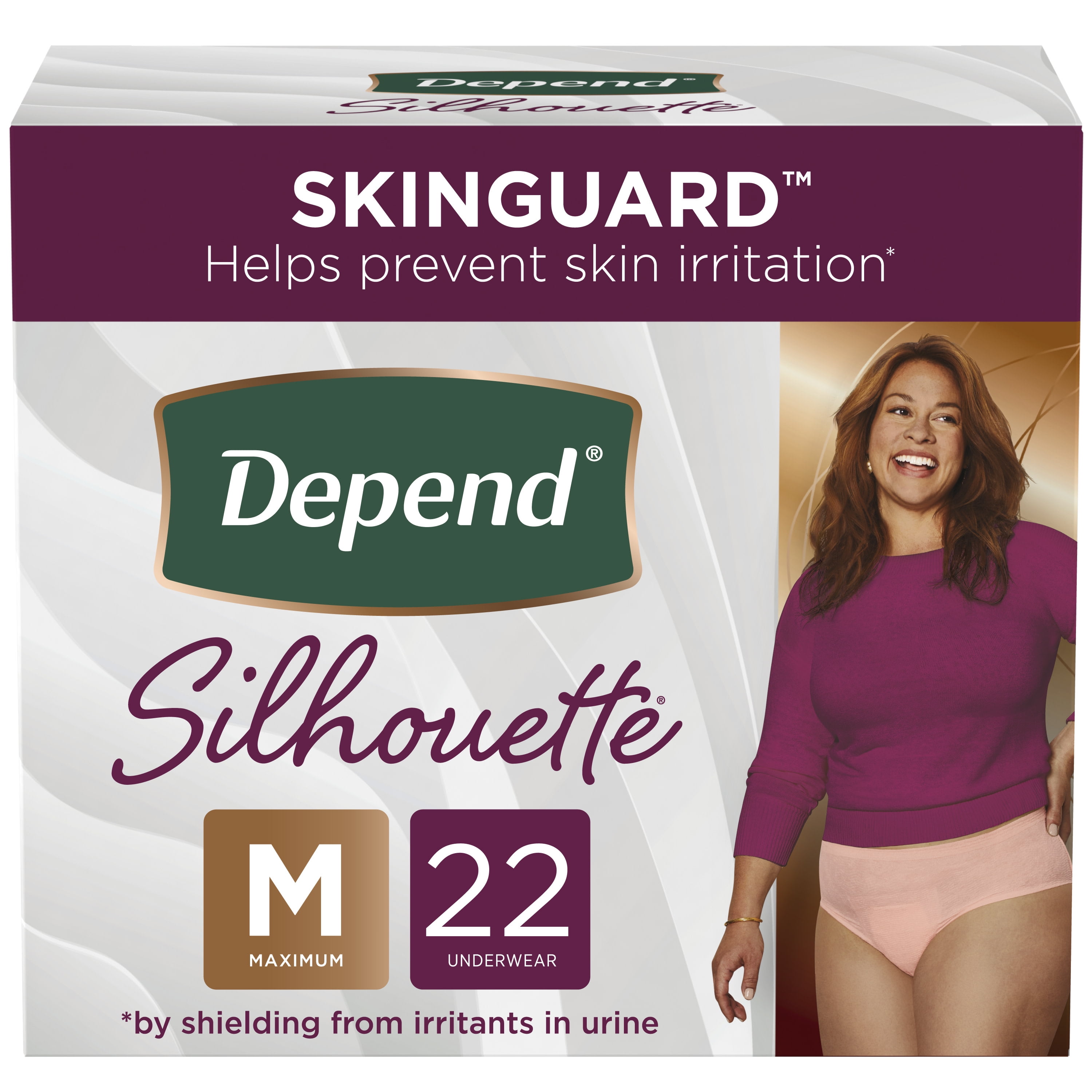 Depend Silhouette Adult Incontinence Underwear for Women, M, Pink, 22Ct 