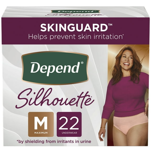 Depend Silhouette Adult Incontinence Underwear for Women, M, Pink, 22Ct