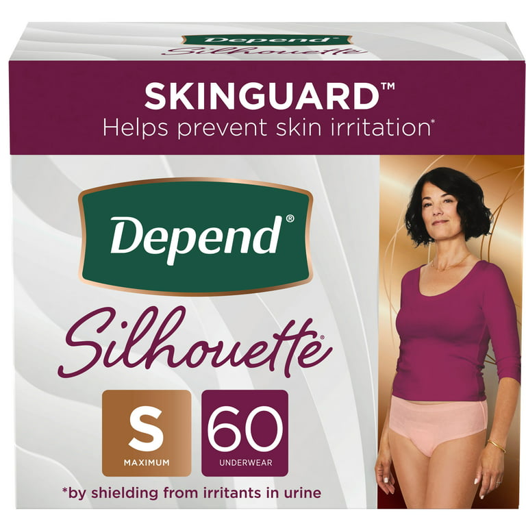 Depend Silhouette Adult Incontinence Underwear for Women, S, Pink, 60Ct 