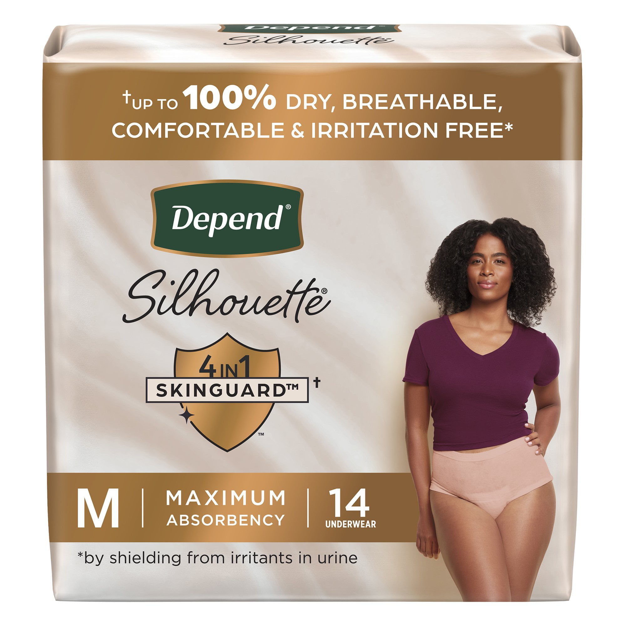 Depend Silhouette Disposable Underwear Female Waistband Style Medium, 55418, 28 Ct