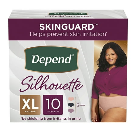 Depend Silhouette Disposable Underwear Female Waistband Style X-Large, 54238, 20 Ct