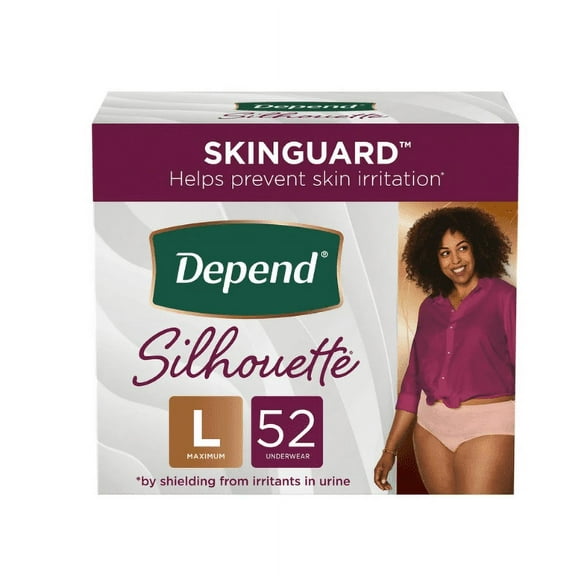 Depend Silhouette Incontinence Underwear, Maximum, L, Pink, 52Ct