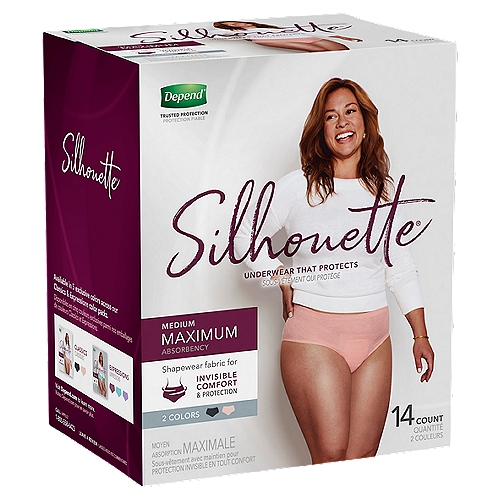 Depend Silhouette Incontinence Underwear, Medium (3242" Waist), Maximum