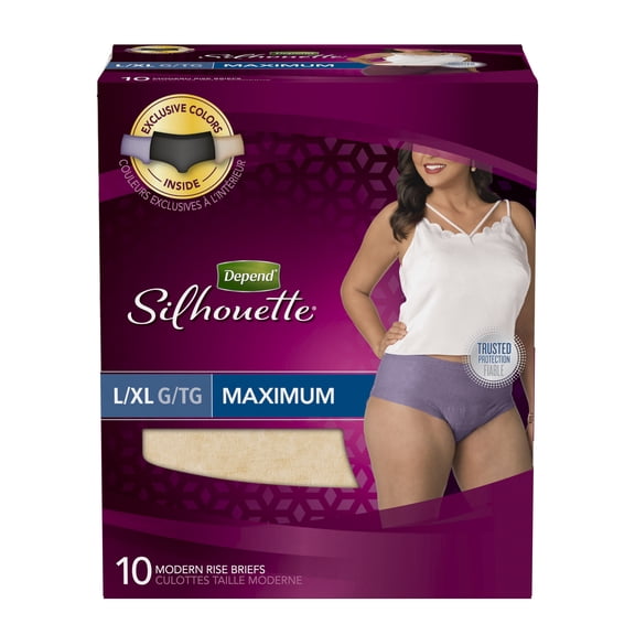 Depend Silhouette Incontinence Breifs, Maximum Absorbency, L/XL, 10 count
