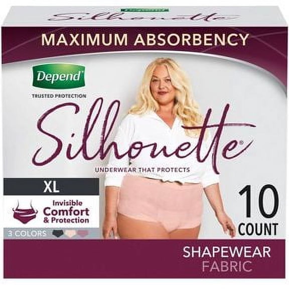 Depend Silhouette Max ABS Underwear for Women, X-Large 1 Case of 2 Packages