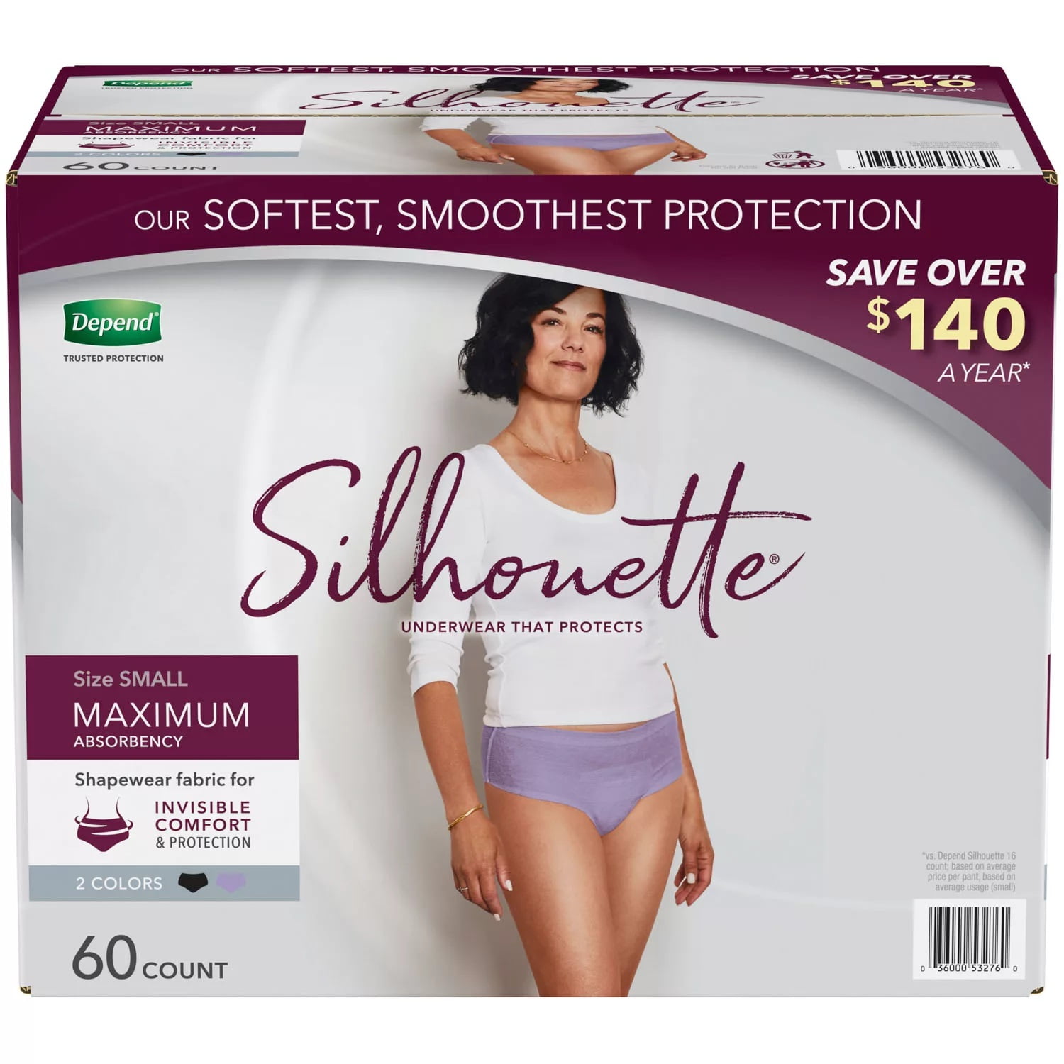 NEW! 3x Depend Silhouette Women Incontinence Underwear Size Small 4 Count  Each