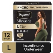 Depend Silhouette Women s Incontinence & Postpartum Bladder Leak Underwear, L, 12 Count