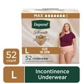 thumbnail image 1 of Depend Silhouette Women’s Incontinence & Postpartum Bladder Leak Underwear, L, 52 Count, 1 of 11