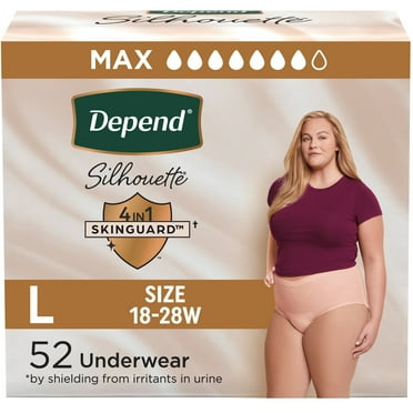 Depend Silhouette Women’s Incontinence & Postpartum Bladder Leak Underwear, L, 52 Count