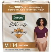Depend Silhouette Women's Incontinence & Postpartum Bladder Leak Underwear, M, 14 Count
