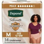 Depend Silhouette Women’s Incontinence & Postpartum Bladder Leak Underwear, M, 14 Count