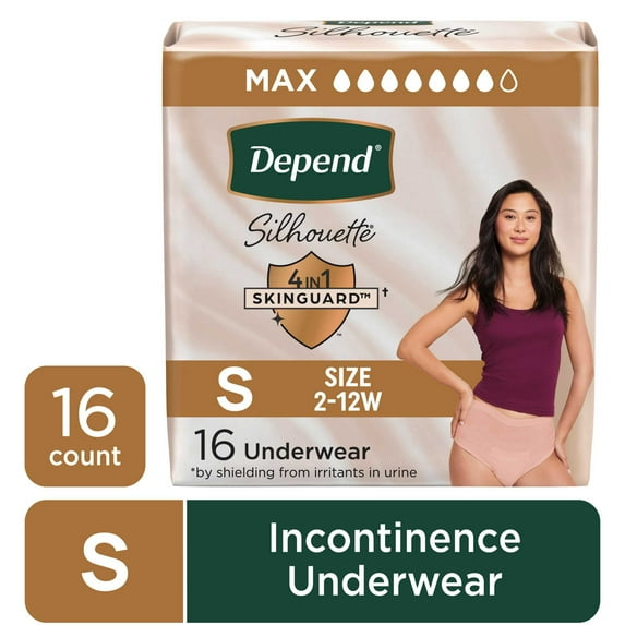 Depend Silhouette Women’s Incontinence & Postpartum Bladder Leak Underwear, S, 16 Count