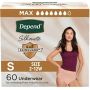 Depend Silhouette Women’s Incontinence & Postpartum Bladder Leak Underwear, S, 60 Count