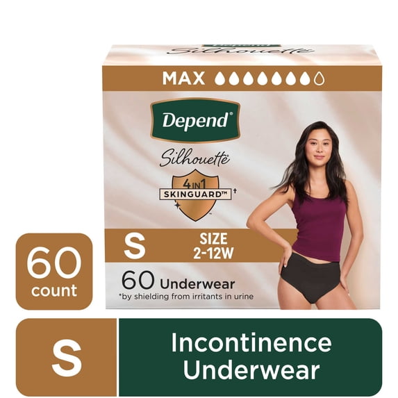 Depend Silhouette Women’s Incontinence & Postpartum Bladder Leak Underwear, S, 60 Count