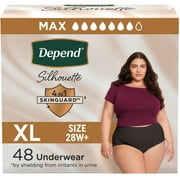 Depend Silhouette Women’s Incontinence & Postpartum Bladder Leak Underwear, XL, 48 Count