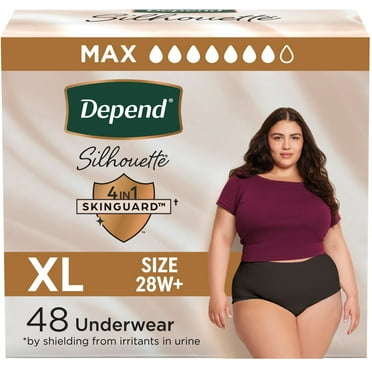 Depend Silhouette Women’s Incontinence & Postpartum Bladder Leak Underwear, XL, 48 Count