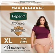 Depend Silhouette Women’s Incontinence & Postpartum Bladder Leak Underwear, XL, 48 Count