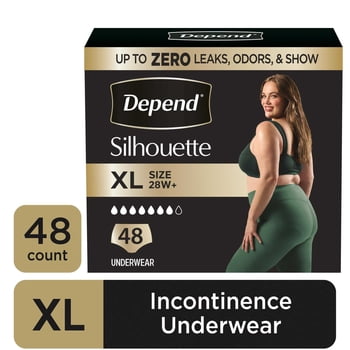 Depend Silhouette Women’s Incontinence & Postpartum Bladder Leak Underwear, XL, 48 Count
