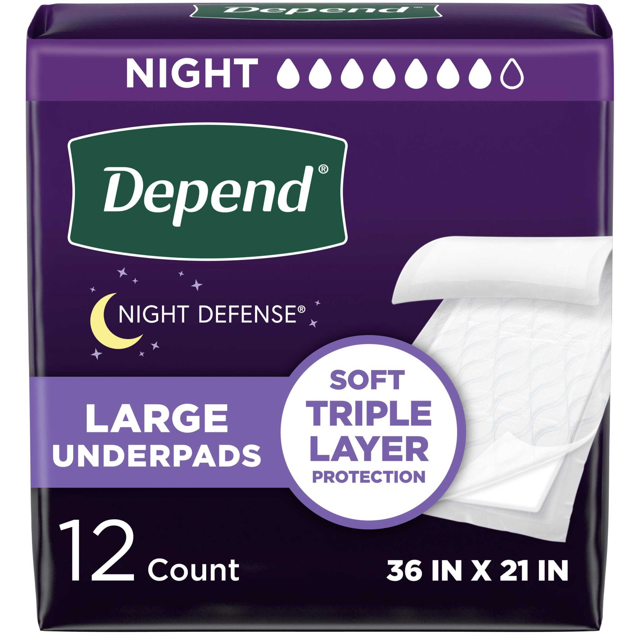 Depend Underpads, Disposable Incontinence Bed Pads for Adults, 36" x 21", 12 Count