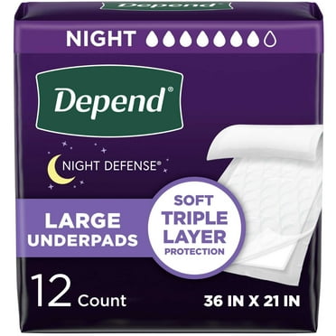 Depend Underpads, Disposable Incontinence Bed Pads for Adults, 36" x 21", 12 Count