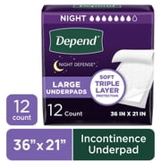 Depend Underpads, Disposable Incontinence Bed Pads for Adults, 36" x 21", 12 Count