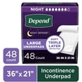 thumbnail image 1 of Depend Underpads, Disposable Incontinence Bed Pads for Adults, 36" x 21", 48 Count, 1 of 10