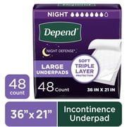 Depend Underpads, Disposable Incontinence Bed Pads for Adults, 36 x 21, 48 Count