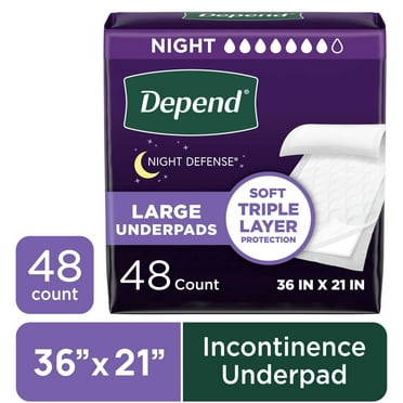 Depend Underpads, Disposable Incontinence Bed Pads for Adults, 36" x 21", 48 Count