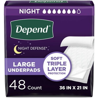 Depend Underpads, Disposable Incontinence Bed Pads for Adults, 36" x 21", 48 Count