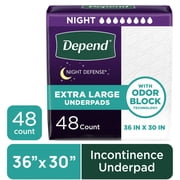 Depend Underpads XL, Disposable Incontinence Bed Pads for Adults, 36 x 30, 48 Count