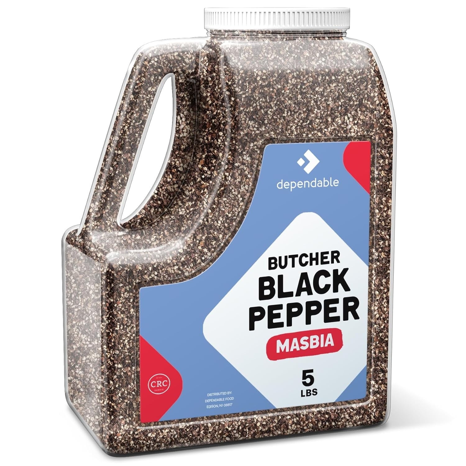 Dependable Food 12 Mesh Butcher Black Pepper Natural Coarse Ground Black Pepper Seasoning Jar, 5 Lbs