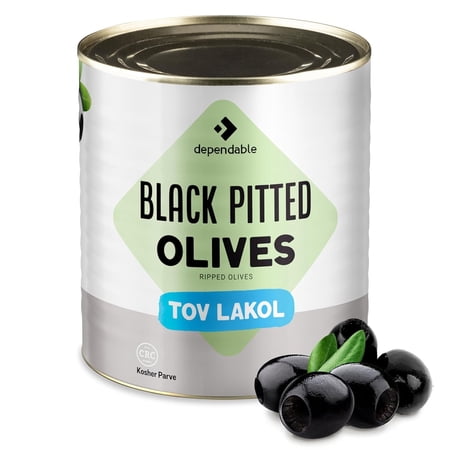 Dependable Food Black Pitted Olives Drained Weight and Kosher Certified Canned Food 53 oz Bulk Can