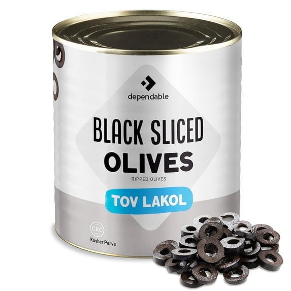 Dependable Food Black Sliced Olives Drained Weight and Kosher Certified Canned Food 53 oz Bulk Can