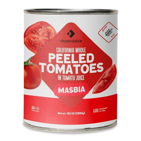 Dependable Food Peeled Tomatoes, Kosher, Gluten Free, & Vegan Canned Peeled Tomatoes, 6.375 lbs Bulk Can