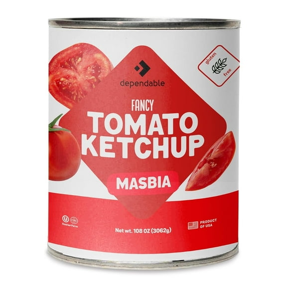 Dependable Food Tomato Ketchup, Kosher, Gluten Free, & Vegan Canned Tomato Ketchup, 7-lb Bulk Can